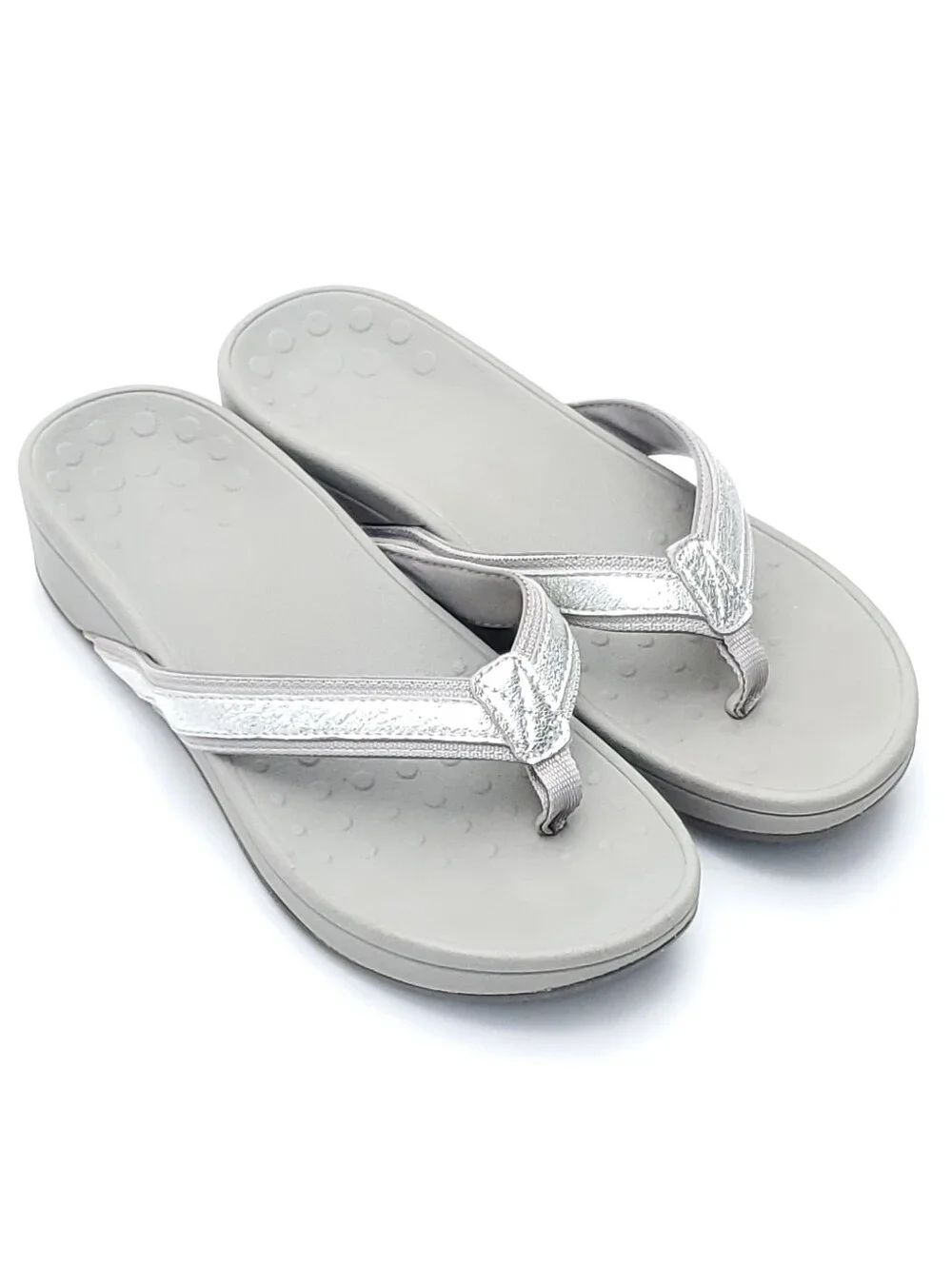 Vionic High Tide Platform Wedge Sandals Silver Metallic Grey Size Womens 9